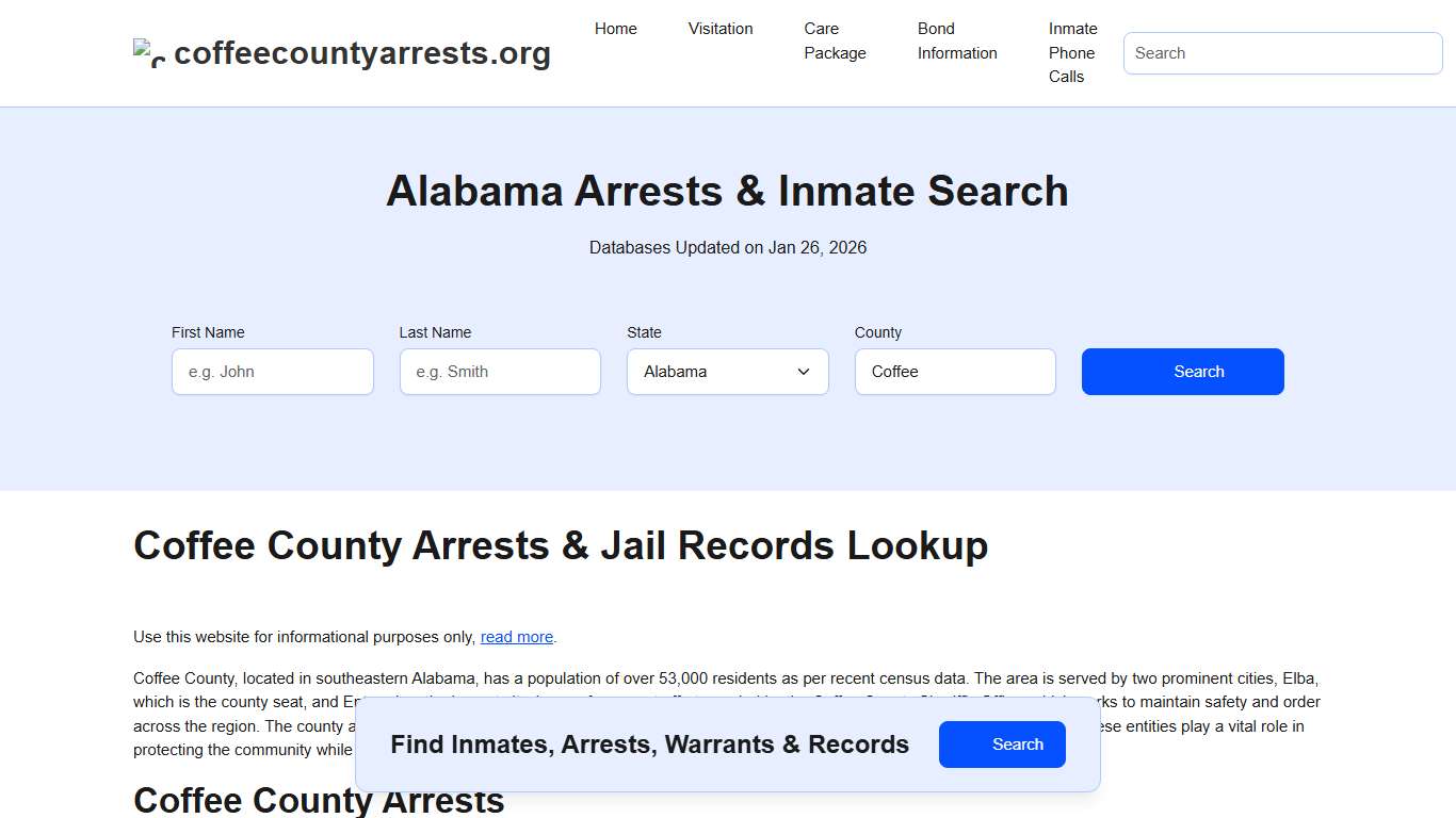 Coffee County, AL Arrests, Warrants, Police Records Search